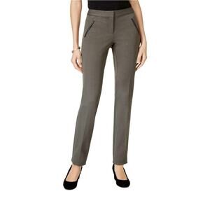 Alfani Slim Leg Tummy Control Pant Faux Leather Trim Light Brown Size 10